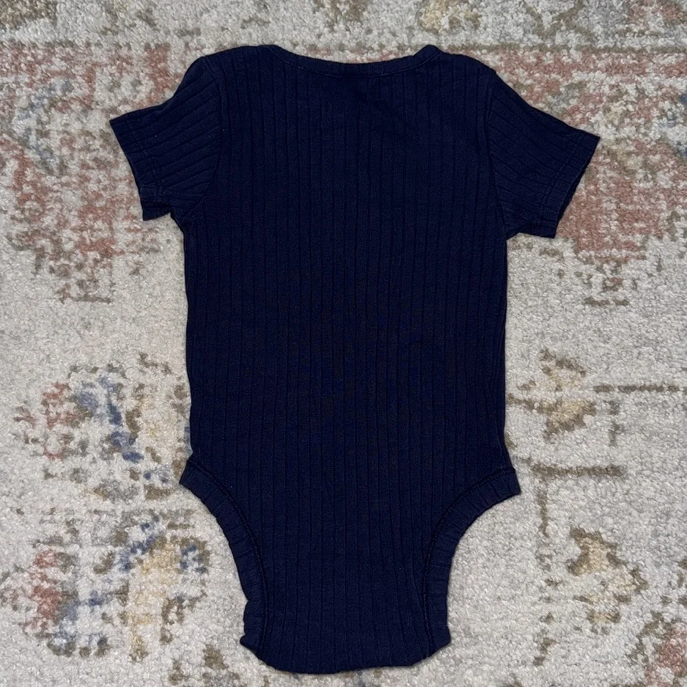 Old Navy Blue Solid Rib-Knit Henley Bodysuit | 6-12M